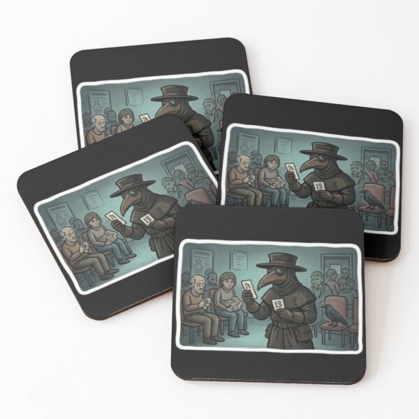 Item preview, Funny Plague Doctor Waiting Line Hospital Ticket Queue Sticker designed and sold by DarkOriginArts.