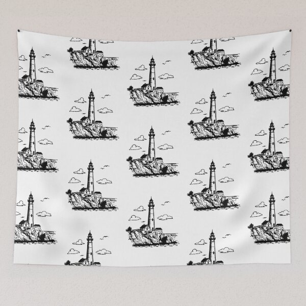 Item preview, Vintage Nautical Lighthouse on Rocky Cliffs designed and sold by SOUFIANE1991.