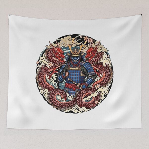 Item preview, #12 Dragon Samurai | Blue Armor vs Red Dragon designed and sold by FUJIYAMA-JAPAN-WORKS.