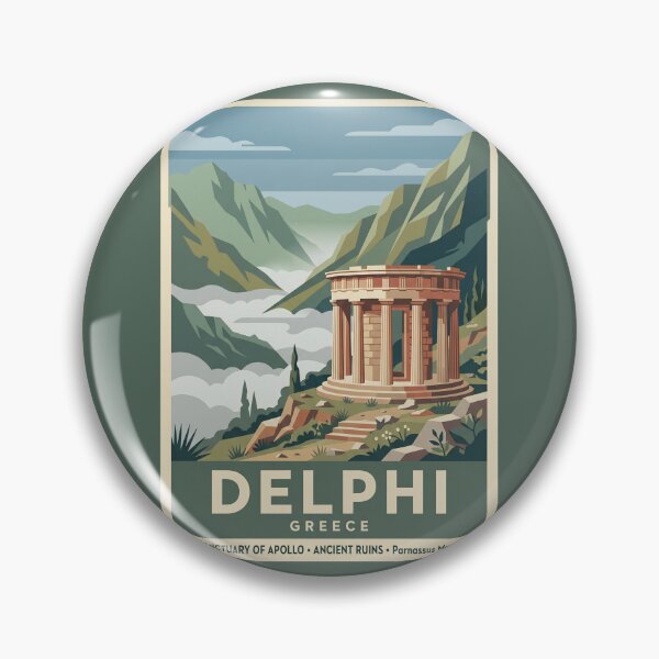 Item preview, Delphi Greece Vintage Travel Poster Ancient Ruins designed and sold by RetroRewind Studio.