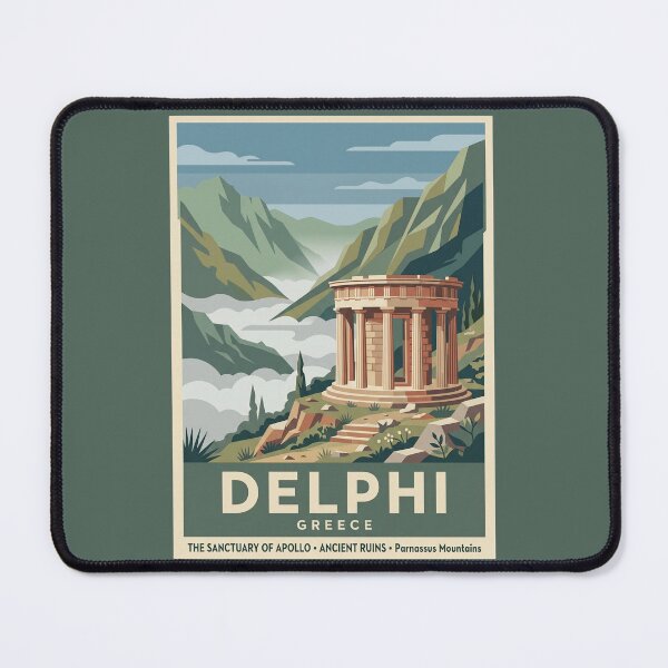 Item preview, Delphi Greece Vintage Travel Poster Ancient Ruins designed and sold by RetroRewind Studio.