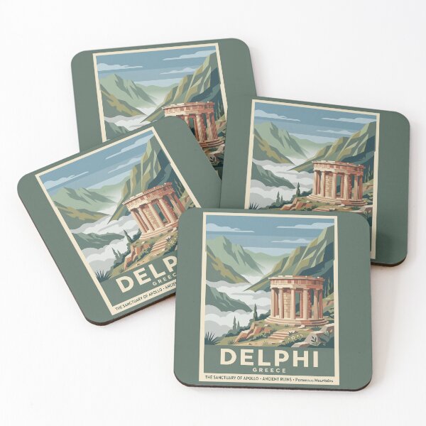 Item preview, Delphi Greece Vintage Travel Poster Ancient Ruins designed and sold by RetroRewind Studio.