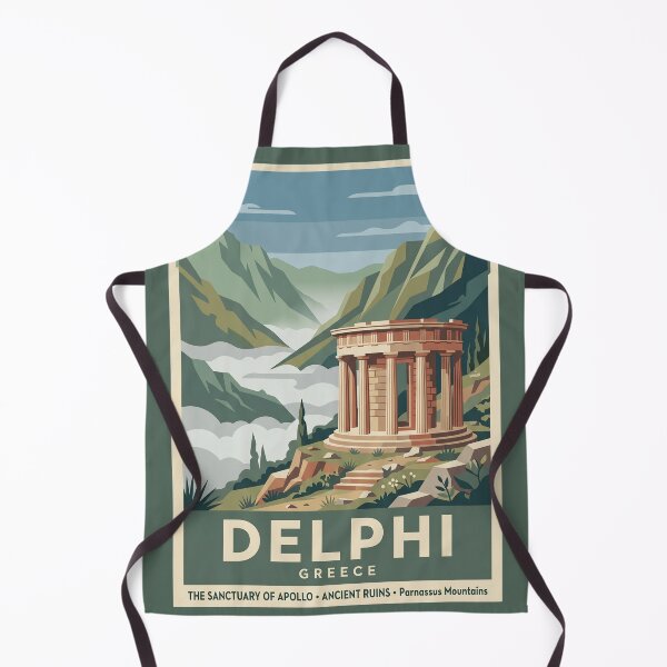 Item preview, Delphi Greece Vintage Travel Poster Ancient Ruins designed and sold by RetroRewind Studio.