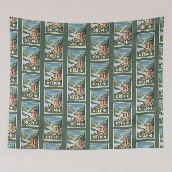 Item preview, Delphi Greece Vintage Travel Poster Ancient Ruins designed and sold by RetroRewind Studio.