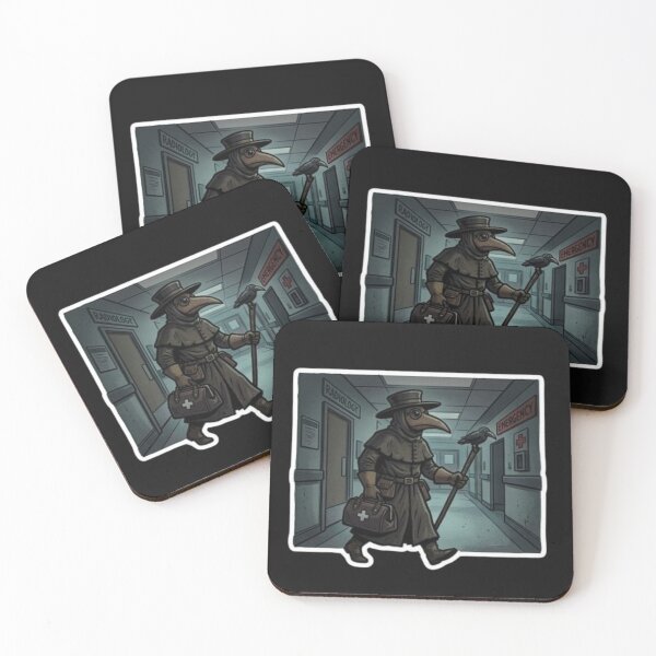 Item preview, Funny Plague Doctor Walking Hospital Corridor Emergency Sticker designed and sold by DarkOriginArts.