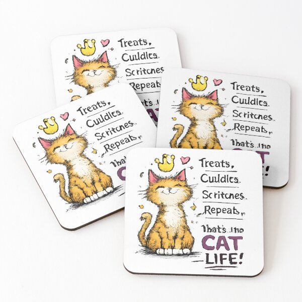 Item preview, Cute Cat Life – Treats Cuddles Scritches Repeat Funny Cat Lover Design designed and sold by vansaidshop ⭐⭐⭐⭐⭐.