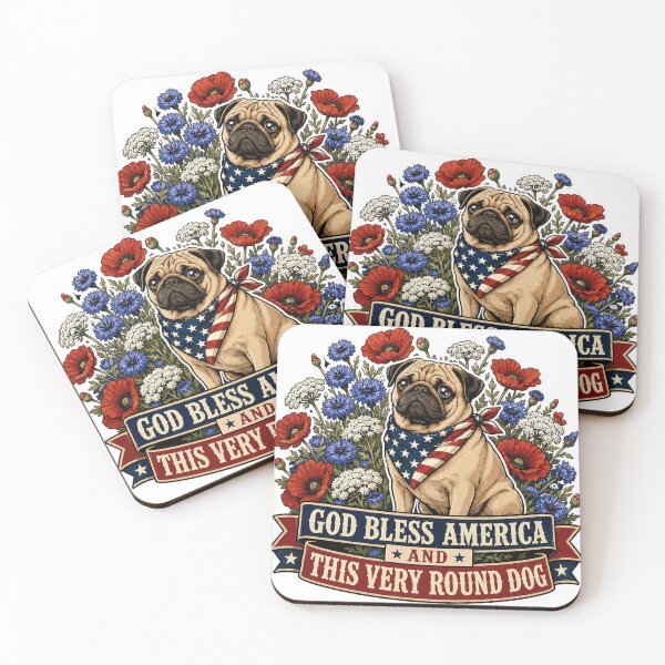 Item preview, Patriotic Pug with Flowers designed and sold by Squiggle Happy.