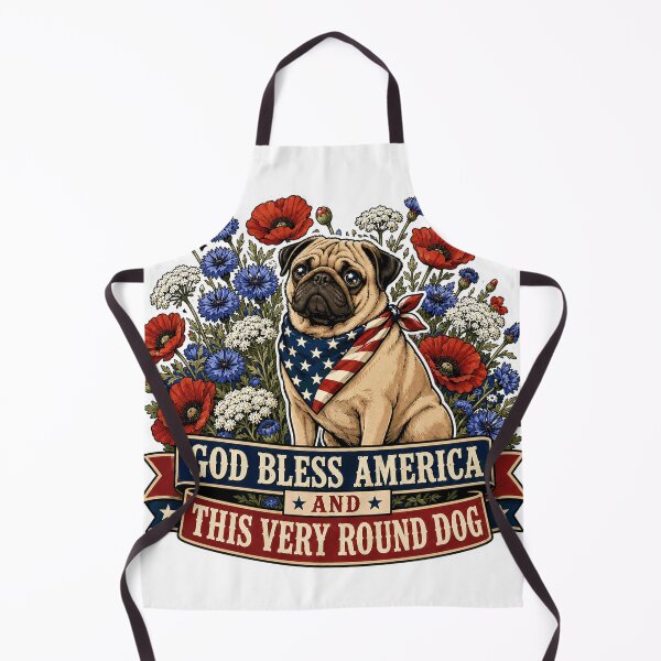 Item preview, Patriotic Pug with Flowers designed and sold by Squiggle Happy.