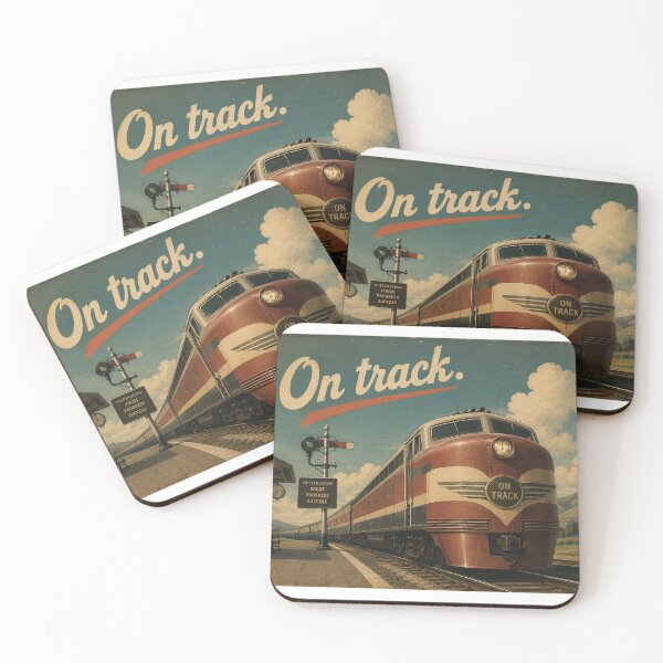 Item preview, On Track Vintage Railway Motivation Poster | Retro Train Success Journey Wall Art designed and sold by Hookesmode.
