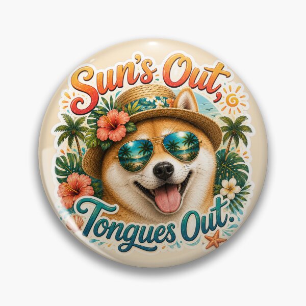 Item preview, Sun's Out Tongues Out – Funny Summer Shiba Inu designed and sold by DailyStruggleCo.