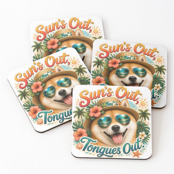 Item preview, Sun's Out Tongues Out – Funny Summer Shiba Inu designed and sold by DailyStruggleCo.
