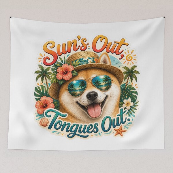 Item preview, Sun's Out Tongues Out – Funny Summer Shiba Inu designed and sold by DailyStruggleCo.