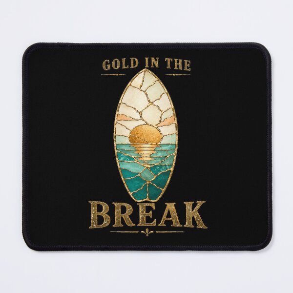 Item preview, Gold In The Break Coastal Stained Glass Surfboard designed and sold by POD DYNASTY.