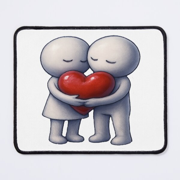 Item preview, Modern Romantic Couple Holding Red Heart Minimalist Love Artwork designed and sold by ARTCREATESHOP.