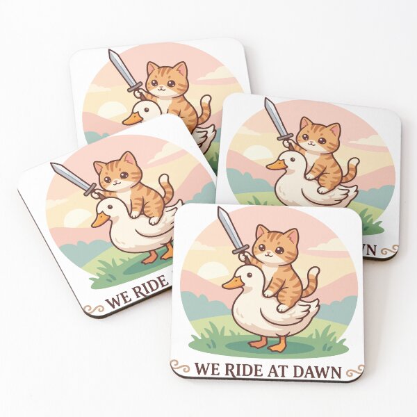 Item preview, We Ride At Dawn Cute Cat Riding A Duck With Sword designed and sold by banglalook.