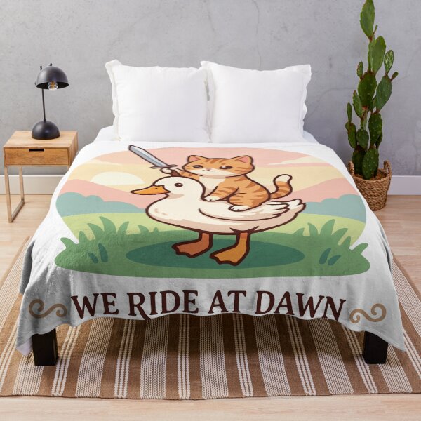 Item preview, We Ride At Dawn Cute Cat Riding A Duck With Sword designed and sold by banglalook.