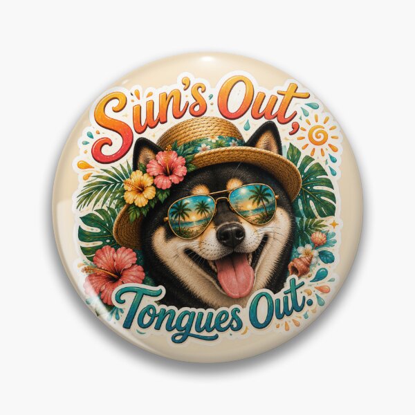 Item preview, Sun's Out Tongues Out – Black Shiba Inu Summer Vibe designed and sold by DailyStruggleCo.