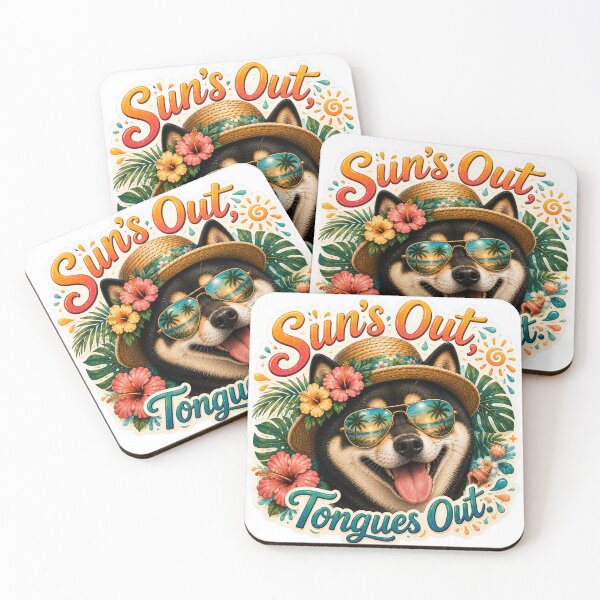 Item preview, Sun's Out Tongues Out – Black Shiba Inu Summer Vibe designed and sold by DailyStruggleCo.