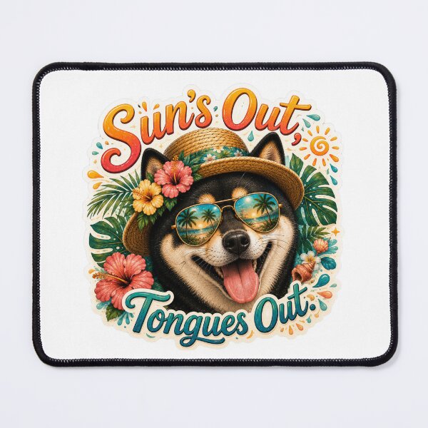 Item preview, Sun's Out Tongues Out – Black Shiba Inu Summer Vibe designed and sold by DailyStruggleCo.