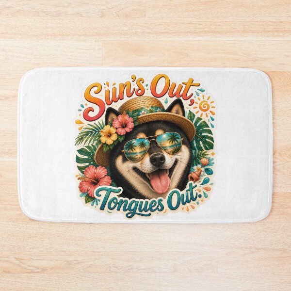 Item preview, Sun's Out Tongues Out – Black Shiba Inu Summer Vibe designed and sold by DailyStruggleCo.