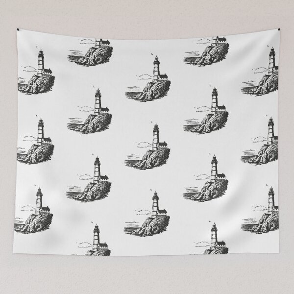 Item preview, Vintage Nautical Lighthouse on Rocky Cliffs designed and sold by SOUFIANE1991.