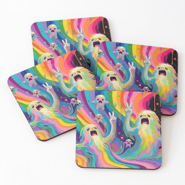 Item preview, Psychedelic Rainbow Ghosts Peace Signs designed and sold by IntelliMindDesigns.