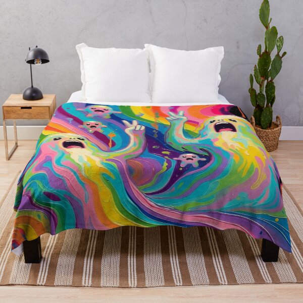Item preview, Psychedelic Rainbow Ghosts Peace Signs designed and sold by IntelliMindDesigns.