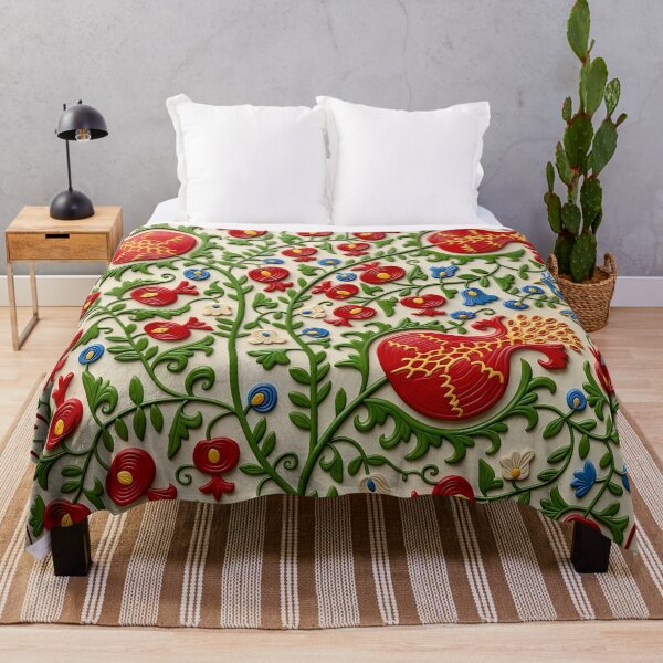 Item preview, Suzani Pomegranate Uzbekistan Embroidery designed and sold by Vicky Brago-Mitchell®.