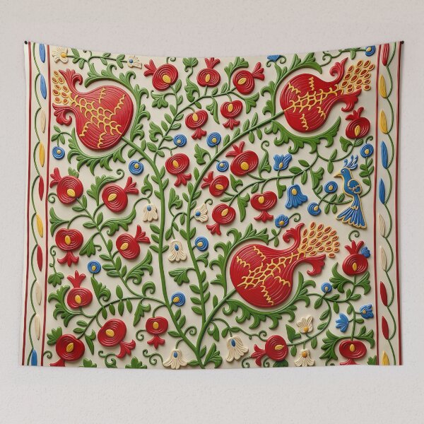 Item preview, Suzani Pomegranate Uzbekistan Embroidery designed and sold by Vicky Brago-Mitchell®.