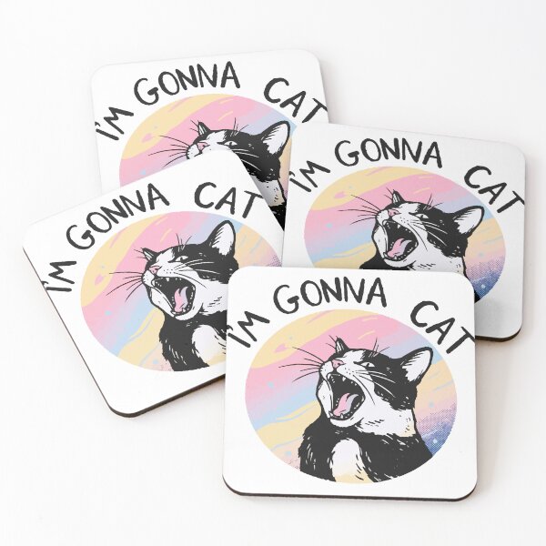 Item preview, Funny Yawning Tuxedo Cat I'm Gonna Cat Watercolor Background designed and sold by banglalook.