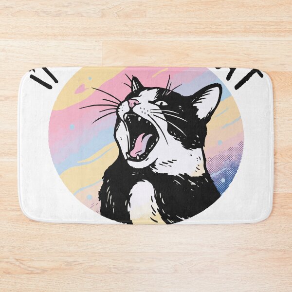 Item preview, Funny Yawning Tuxedo Cat I'm Gonna Cat Watercolor Background designed and sold by banglalook.