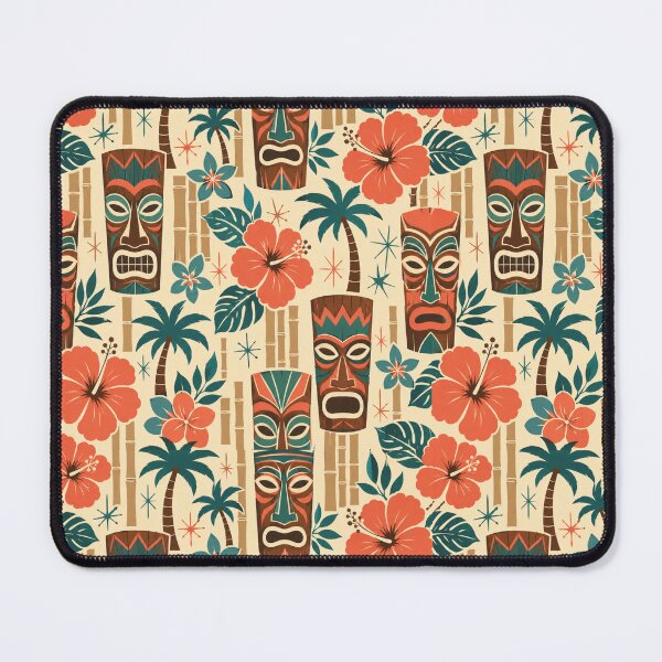 Item preview, Retro Tiki Tropical Seamless Pattern Print designed and sold by Inkworksbyshery.