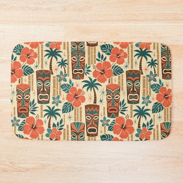 Item preview, Retro Tiki Tropical Seamless Pattern Print designed and sold by Inkworksbyshery.