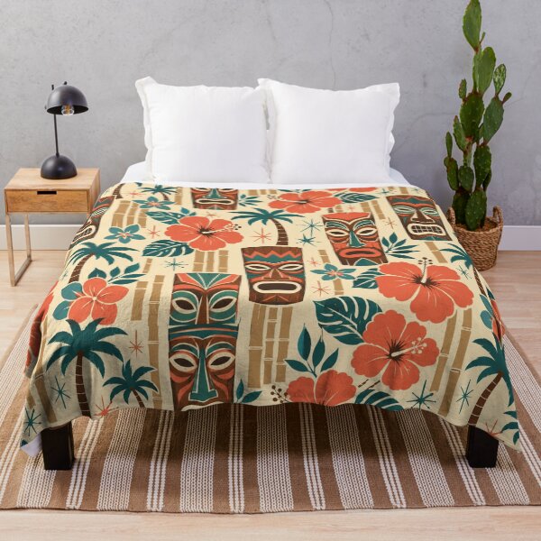 Item preview, Retro Tiki Tropical Seamless Pattern Print designed and sold by Inkworksbyshery.