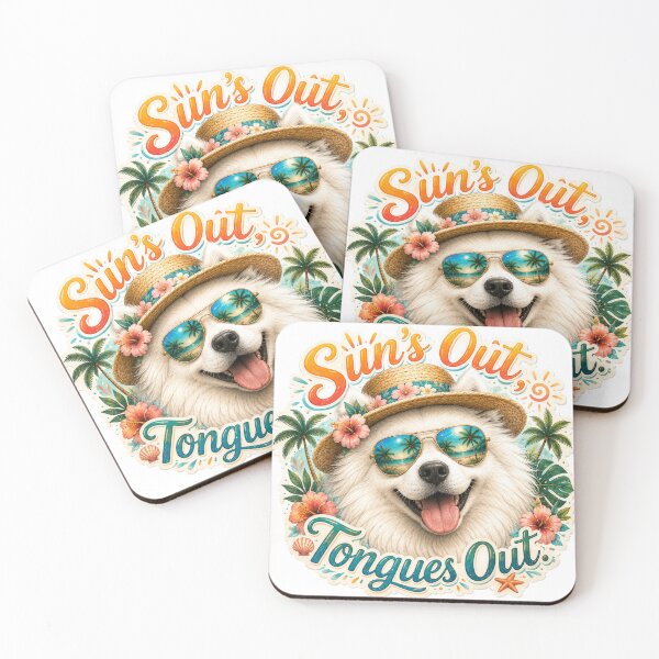 Item preview, Sun's Out Tongues Out – Funny Samoyed Summer Dog designed and sold by DailyStruggleCo.