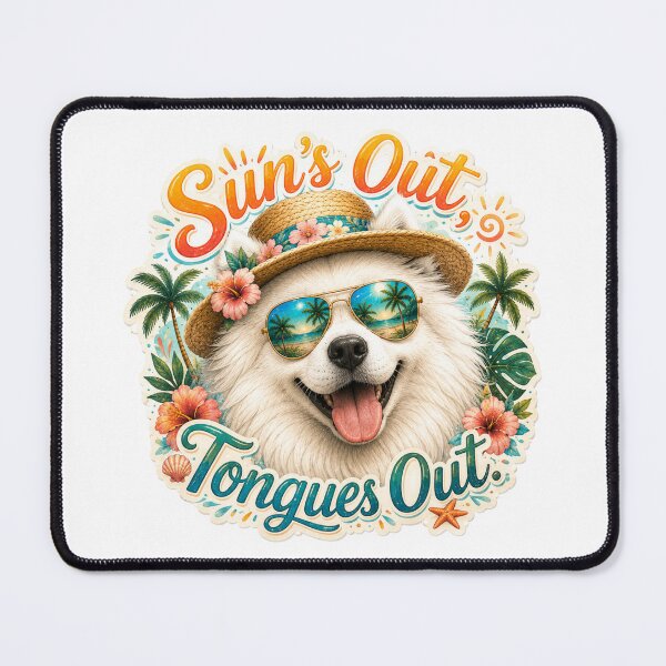 Item preview, Sun's Out Tongues Out – Funny Samoyed Summer Dog designed and sold by DailyStruggleCo.