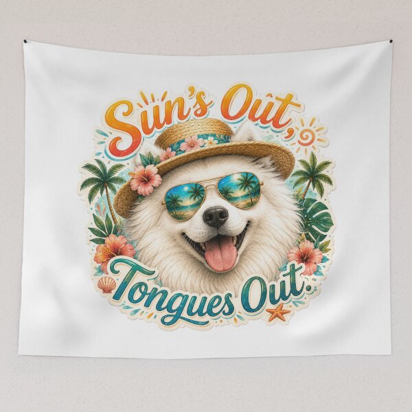 Item preview, Sun's Out Tongues Out – Funny Samoyed Summer Dog designed and sold by DailyStruggleCo.