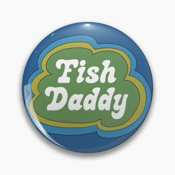 Item preview, Fish Daddy (Green on Blue) designed and sold by yellowflowerhut.