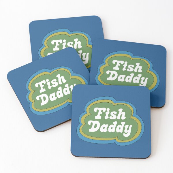 Item preview, Fish Daddy (Green on Blue) designed and sold by yellowflowerhut.