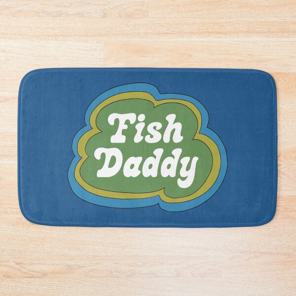 Item preview, Fish Daddy (Green on Blue) designed and sold by yellowflowerhut.