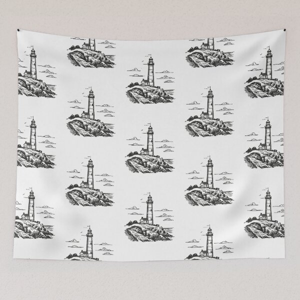 Item preview,  Vintage Nautical Lighthouse on Rocky Cliffs designed and sold by SOUFIANE1991.
