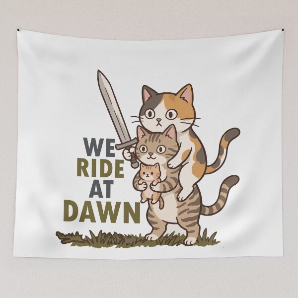 Item preview, We Ride At Dawn Cute Warrior Cats With Sword designed and sold by banglalook.
