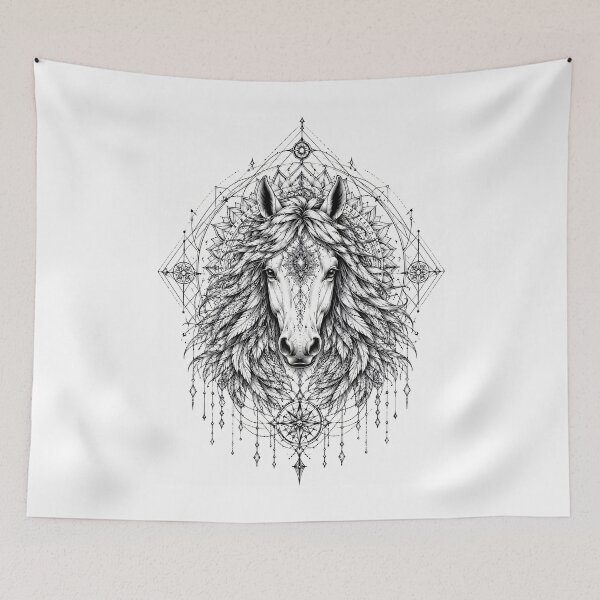 Item preview, Wild Stallion Mandala Line Art | Power, Determination & Sacred Geometry Horse Design designed and sold by suryabumblee.
