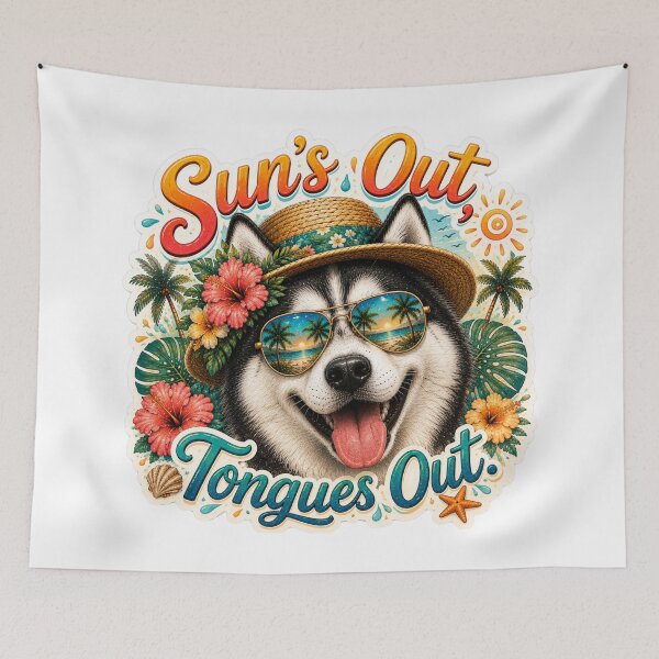 Item preview, Sun's Out Tongues Out – Funny Siberian Husky Summer designed and sold by DailyStruggleCo.