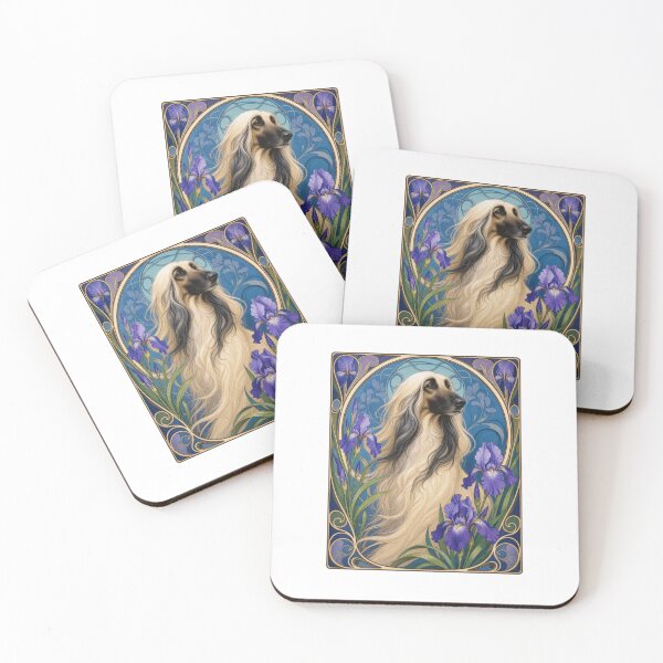 Item preview, Vintage Afghan Hound Art Nouveau Floral designed and sold by AntiqueImages.