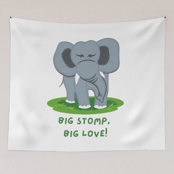 Item preview, Cute Baby Elephant Cartoon – Playful Jungle Love Quote Art designed and sold by ROARSOME DESiGNS.
