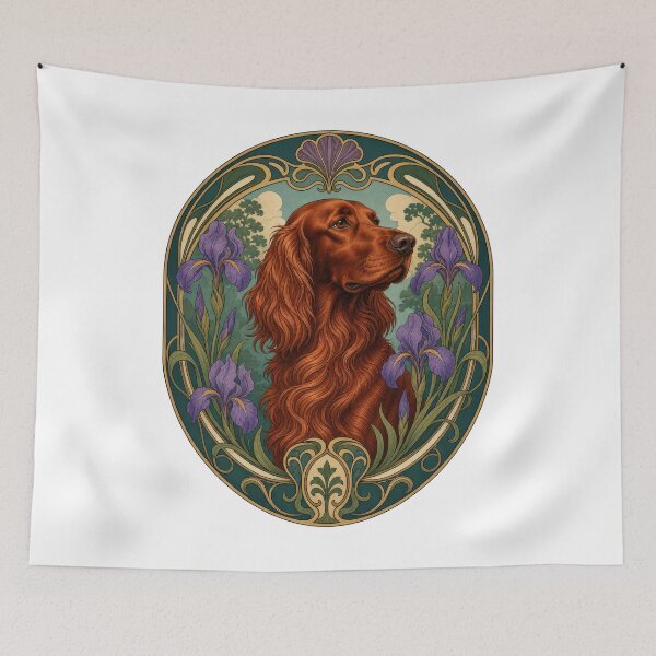 Item preview, Irish Setter Dog Art Nouveau Floral Portrait designed and sold by AntiqueImages.