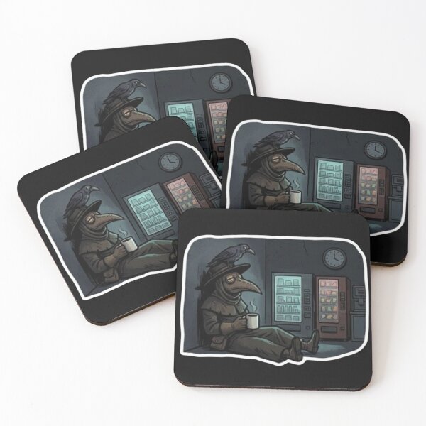 Item preview, Funny Plague Doctor Tired Hospital Night Shift Coffee Sticker designed and sold by DarkOriginArts.