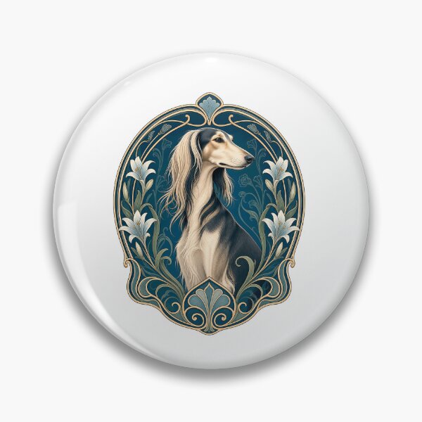 Item preview, Art Nouveau Saluki Dog Floral Vintage Design designed and sold by AntiqueImages.