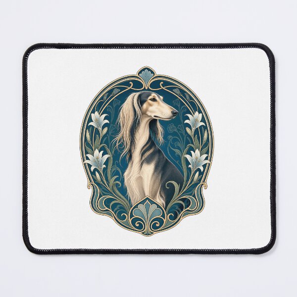 Item preview, Art Nouveau Saluki Dog Floral Vintage Design designed and sold by AntiqueImages.